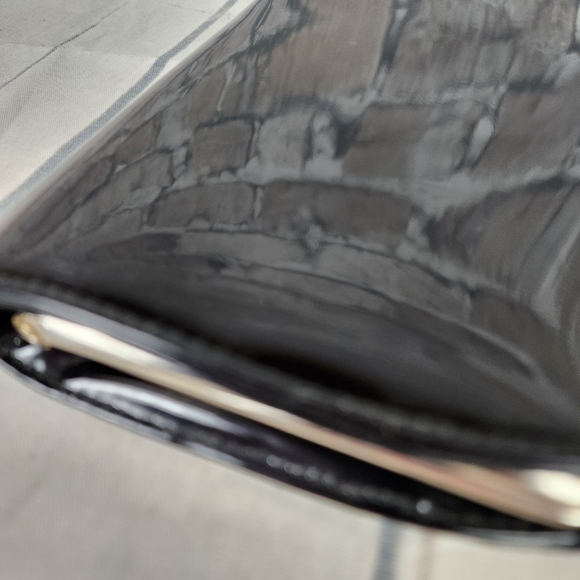 Vintage 50s/60s Black Patent Rectangle Clutch Purse - Picture 10 of 16